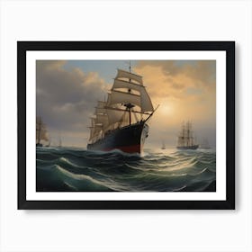 Sailing Ships In The Ocean Art Print