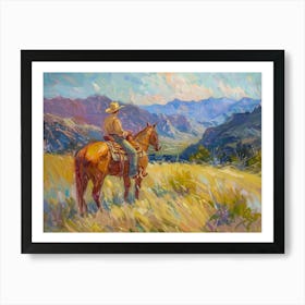 Cowboy In Rocky Mountains 3 Art Print