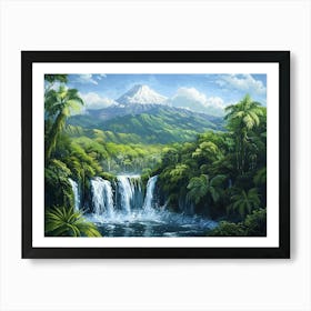 Waterfall In The Jungle 2 Art Print