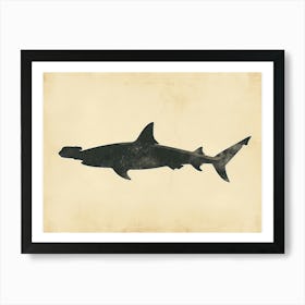 Hammerhead Shark Grey Silhouette 2 Art Print