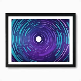 Abstract Digital Artwork Of A Glowing, Colorful, Circular Tunnel With Geometric Patterns Art Print