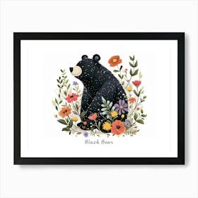Little Floral Black Bear 1 Poster Art Print