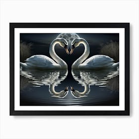 Swans In The Moonlight 1 Art Print