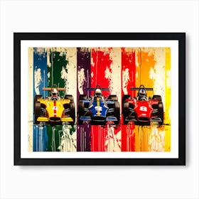 Single Seater Race Cars - 3 Racing Cars Art Print