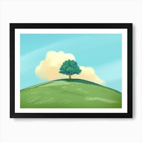 Tree On A Hill Art Print