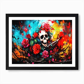 Skulls And Roses Aesthetic 3 - Day Of The Dead Skull Art Print