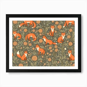 Foxes In A Field Art Print