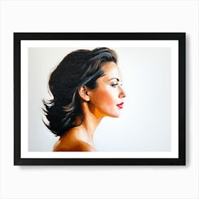 Side Profile Of Beautiful Woman Oil Painting 41 Art Print