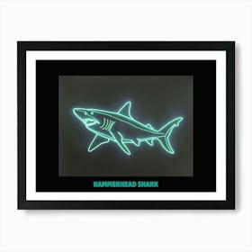 Green Scalloped Hammerhead Neon Shark 7 Poster Art Print