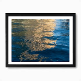 Golden-yellow reflections in blue sea water 2 Art Print