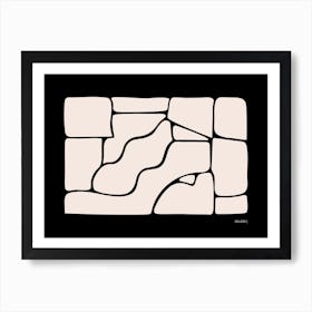 Solid Fluid Landscape Black And White Monochrome Abstract Bedroom Art Print