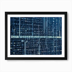 Abstract Background Of Blue And White Lines Representing Digital Information Flowing Through A Network Art Print