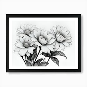 Black And White Flowers Art Print