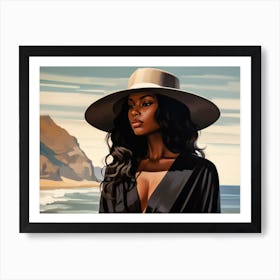 Illustration of an African American woman at the beach 74 Art Print