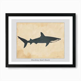 Blacktip Reef Shark Silhouette 2 Poster Art Print