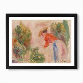 Woman Gathering Flowers, Pierre Auguste Renoir Art Print