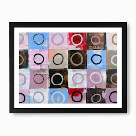 abstract contemporary art painting squares circles dots pattern office hallway hotel living room Art Print