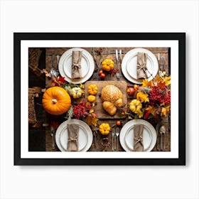 An Autumnal Composition On A Rustic Wooden Table Setting Featuring A Variety Of Harvested Ingredien (2) 1 Art Print