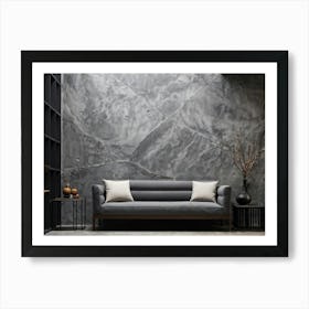 Abstract Stone Material Structure Grey Rock Halloween Granular Rough Wallpaper Stucco Dar (37) Art Print