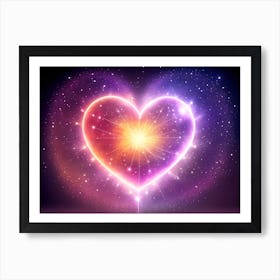 A Colorful Glowing Heart On A Dark Background Horizontal Composition 70 Art Print