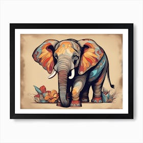 Playful Elephant, modern Elephant art, 1113 Art Print