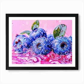 Blueberries In Water Art Print