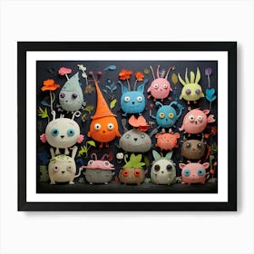 Monsters And Flowers Art Print