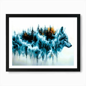 White Wolf - Wolf In The Forest Art Print