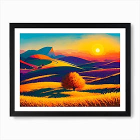 Sunset In The Hills 3 Art Print