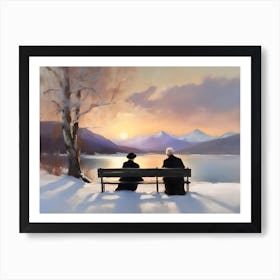 Frozen Lake Sunset Art Print