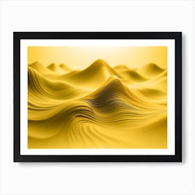 Abstract Yellow Wavy Wave Art Print