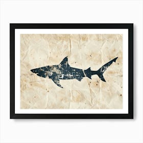 Tiger Shark Grey Silhouette 3 Art Print