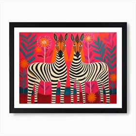 Zebra 2 Folk Style Animal Illustration Art Print