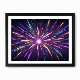 Abstract Image Of Colorful Fireworks Exploding Against A Black Background Art Print