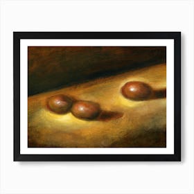 Three Clementines - hand painted old masters style figurative classical dark light painting living room bedroom 1 Art Print