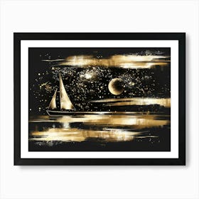 Sailboat In The Night Sky Art Print