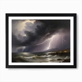 Lightning Over The Ocean Art Print