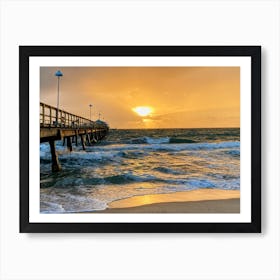 Sunset At The Old Lauderdale By The Sea Pier, Florida Art Print