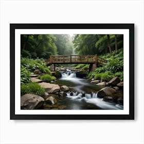 Leonardo Lightning Xl A Photo Of A Small Wooden Bridge Over A 0 Art Print