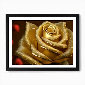 Gold Rose Wallpaper Art Print