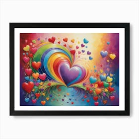 Rainbow Hearts 6 Art Print