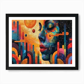 Digital Fusion: Human and Virtual Realms - A Neo-Surrealist Collection. Abstract Painting Art Print