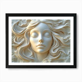 3d Relief Of Serene Woman S Face Art Poster