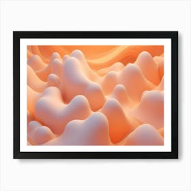 An Abstract Design Featuring Smooth, Flowing, Peach Colored Waves And A Glowing Light Emanating From The Top Art Print