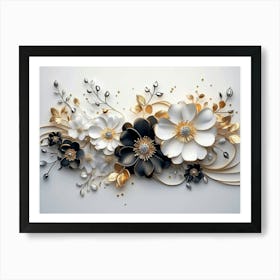 Black And White Flowers 1 Art Print