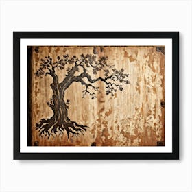 Antique Oak Tree Knot Translated Into Decorative Vintage Grunge Pattern Textures Reminiscent Of Age (1) Art Print