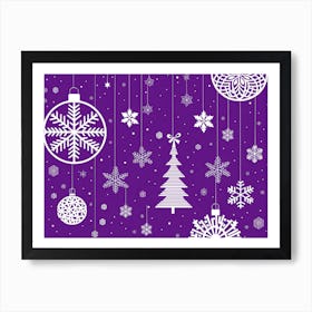 Purple Christmas Night, Christmas concept art, Christmas vector art, Vector Art, Christmas art, Christmas, minimalistic vector art Art Print