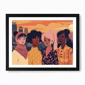 Portrait Of A Group Of Girls Art Print