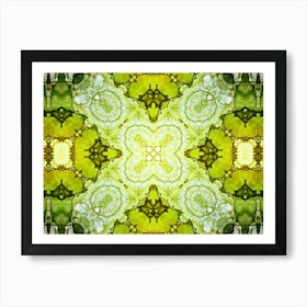 Green Watercolor Abstraction Symmetrical Pattern 1 Art Print