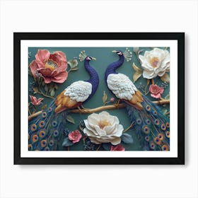 Exotic Oriental Pattern With Peacocks And Flowers 2 Art Print